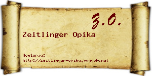Zeitlinger Opika névjegykártya